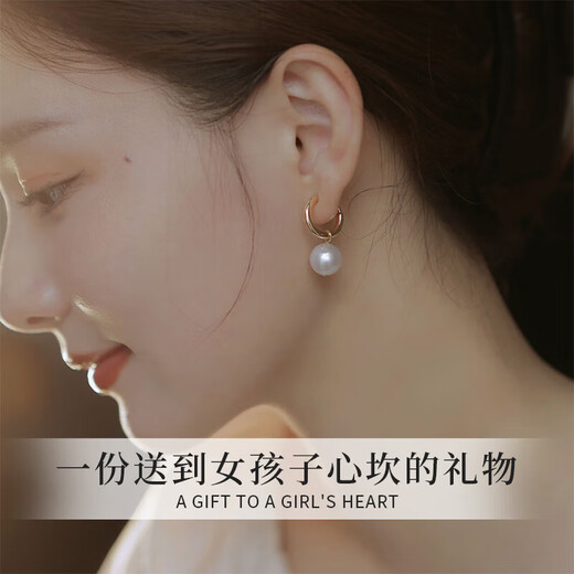 Zhou Baifu Pure Silver Shijia Pearl Earrings for Women 2025 New Light Luxury Earrings Pendant High-end Birthday Gift for Girlfriend