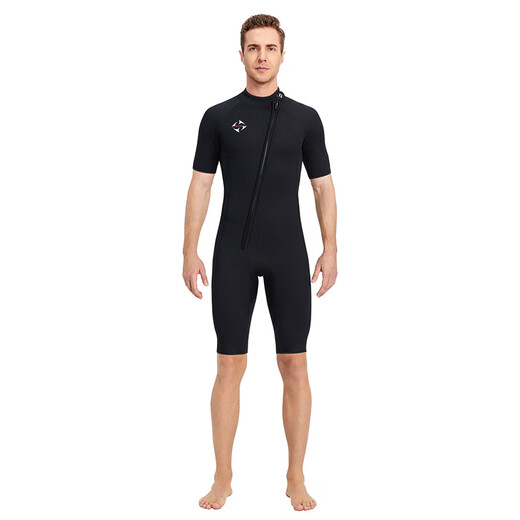 DIVE&SAIL one-piece short-sleeved shorts wetsuit 3MM men's diving wet suit thickened warm snorkeling surfing sailing jellyfish swimsuit black 2XL XX