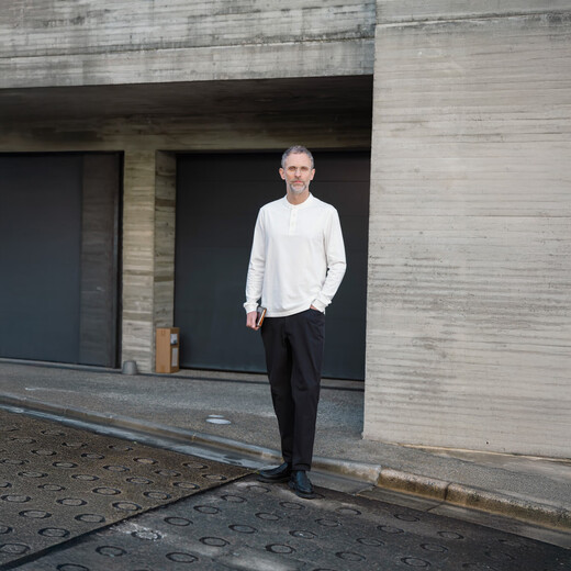 CARE OF LORD Artist Series Spring and Autumn Men's Henley Collar Long Sleeve T-Shirt Casual Bottoming Shirt 268601 Black L