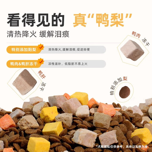 Tankcici five-pack freeze-dried dog food with duck meat and pear to remove tear stains, Pomeranian Bichon small dog food, special dog food for adults and puppies to build muscle and strengthen bones, five-pack freeze-dried fresh meat to relieve tear stains 4.5kg 1.5kg*3 pack