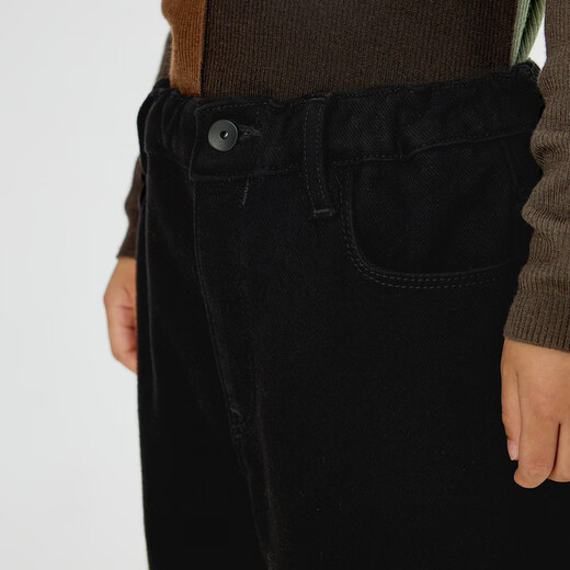 Jnby от Jnby [Thin Fleece] Jiangnan Cloth Cloth Детская одежда для стирки джинсовой ткани с прямыми брюками Осенние и зимние мальчики и девочки дети 1OAE12350 990/Джинсовая черная 150 см 150 см.