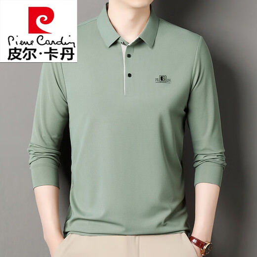 皮尔卡丹（pierre cardin）长袖t恤男士纯色春秋薄款中年纯棉翻领体恤上衣打底polo衫 6625黑色 M 165建议95-115斤