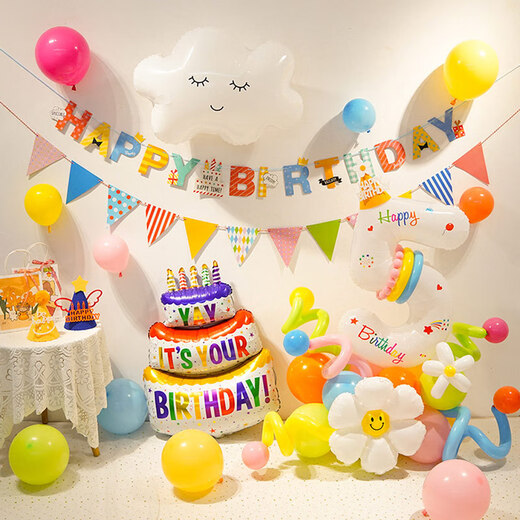 儿童生日气球套装生日布置装饰气球宝宝周岁派对场景道具男孩女孩 爆款生日XT9903【A2-2-4】