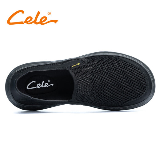 策乐网面鞋男2025夏季新款大网眼透气男士轻便套脚鞋子舒适宽头男鞋 黑色 42