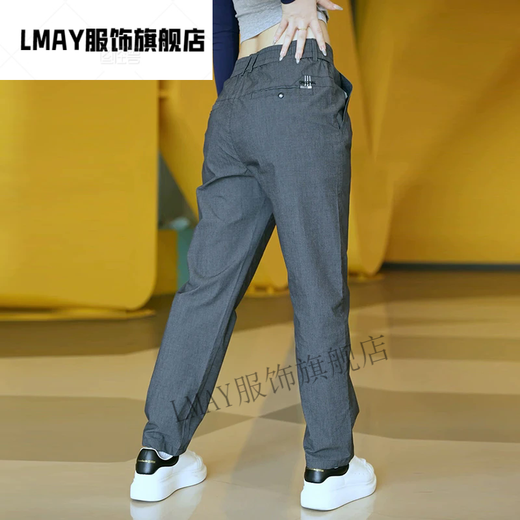 LMAY Qizhe spring new light luxury men's business casual pants, versatile and fashionable four-color straight-leg long pants 838 black gray size 28