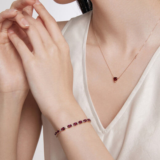 Chow Tai Fook ENZO 18K gold garnet diamond love necklace for women gift 45cm EZV8754