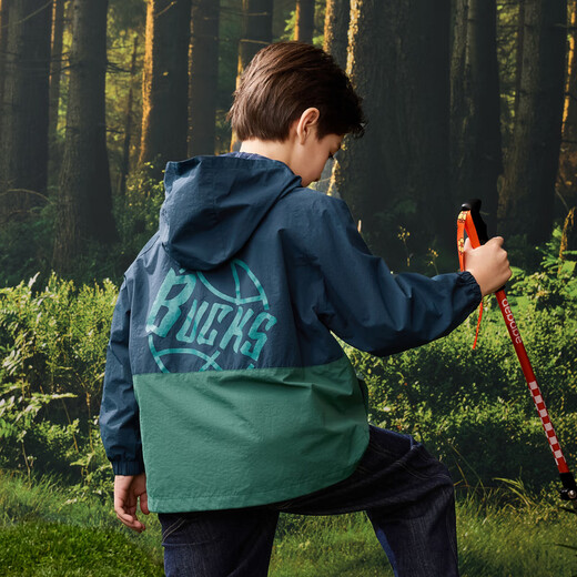 Maqidun (MQD) boys' autumn new product college style contrasting top medium large children's hooded windproof jacket Navy blue 140