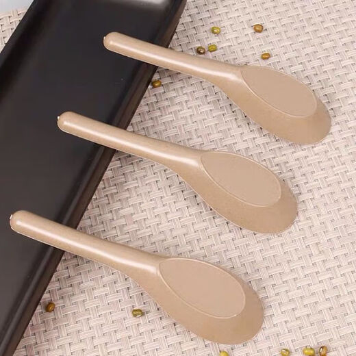 Disposable spoons, biodegradable rice husk spoons, commercial takeout packaged fast food catering rice spoons, small spoons, original color disposable rice husk spoons, 1000 pieces