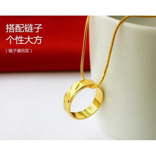 CAMPUSKINGLY Old Phoenix 999 gold simple men's and women's ring ring ring large wide frosted pattern personality simple European size 22 (recommended for boys with thick fingers) Same