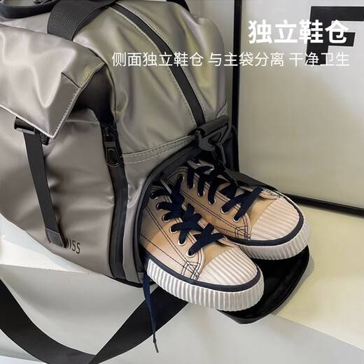 班哲尼旅行包男士行李包大容量衣物收纳袋可套拉杆行李箱出差斜跨手提包