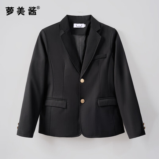 Luo Meijiang jk uniform blazer spring and autumn original style college style school supply sense short coat women's cardigan JK two-button black suit It is recommended to go up one size S