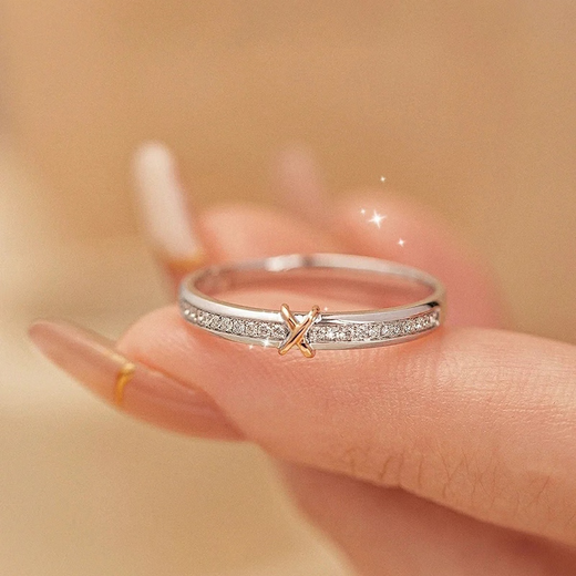 MZMZ platinum couple ring pt950 platinum engagement diamond ring Valentine's Day birthday gift for girlfriend and wife local warehouse/next day delivery - light luxury star weaving love live mouth pair ring