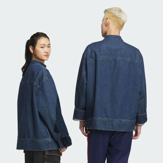 阿迪达斯 （adidas）男/女三叶草新年款新中式盘扣牛仔夹克外套JZ9928 图色 均码 xxs