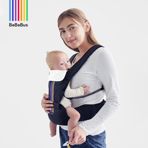 bebebus腰凳婴儿背带二合一可拆卸轻便四季通用前抱式抱娃神器【升级款】 香槟金含1条口水巾+延长带
