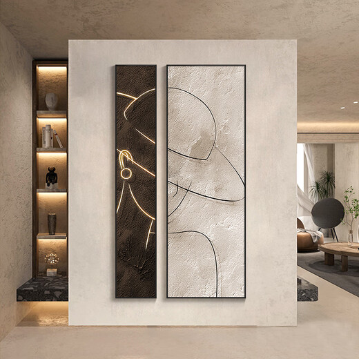 Ideologische moderne Eingangsdekorationsmalerei Zusammenfassung einfache Linien Zwei Figurenkupplungen Hängende Gemälde vertikale Version Leichte Luxus -Vordertür -Korridor Mural Q0549 30*18060*180 Vorschlagen etwa 1,5 Meter Wand