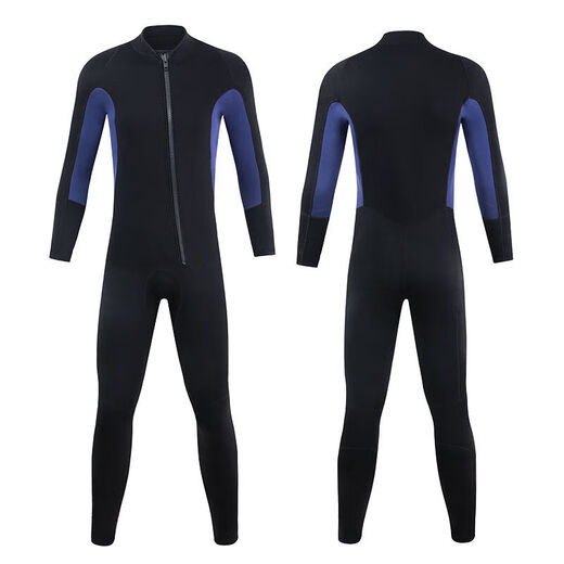 Gu Jian Mu Winter Swimming Warm Swimsuit Men's Wet Suit Hooded Thickened 3 Coldproof Wet Surf Suit Snorkeling One-piece Wet Suit 3mm Black Blue Hemmed XL