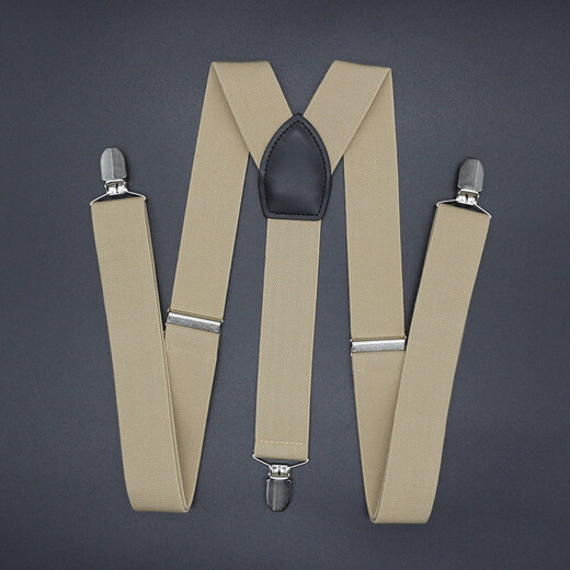 JOYBOKER男士背带夹成人裤子背带西裤吊带西装衬衫吊裤带男式黑色松紧肩带 深咖