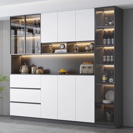 LDVEP Gujia Family Dining Side Cabinet Wine Cabinet Integrated Wall Modern Simple Tea Living Room Dining Room Storage Style 16280*40*220