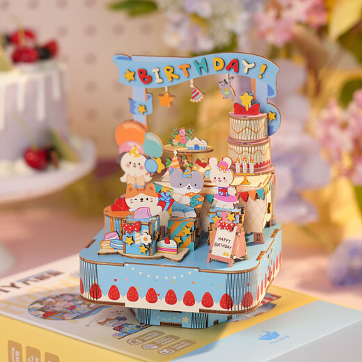 【准新品】猫的天空之城手工DIY木质八音盒祝你生日快乐音乐盒儿童女生创意生日礼物