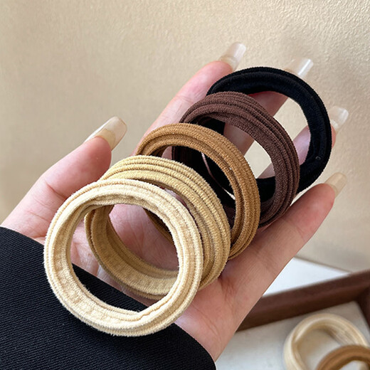 Lika Shi High Elasticity Thick Seamless Hair Tie Women's Hair Tie Rubber Band Hair Accessory Hair Tie Durable Rubber Band Headgear High Value Dark Brown Towel Ring 10 Pack