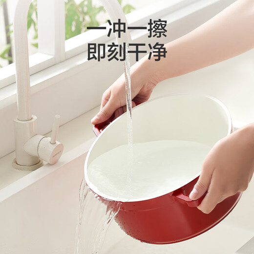 Made in Tokyo, ceramic light enamel pot, soup pot, stew pot, low-pressure cooking seafood pot, soup, housewarming gift, 24cm red