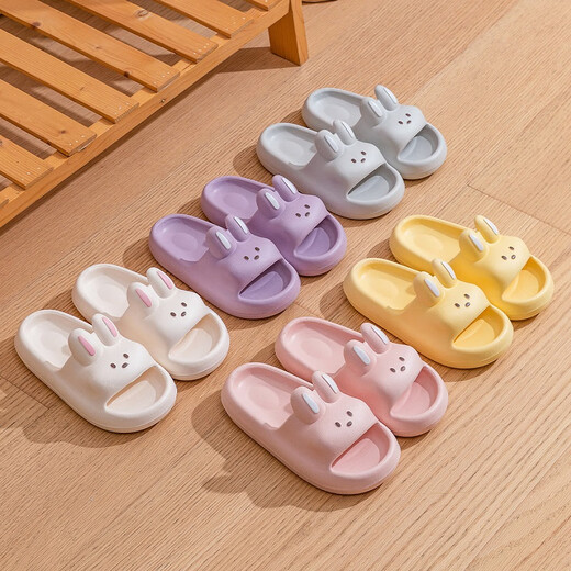 Huishi Shang niedliche Hausschuhe für Frauen im Sommer, hochwertiger Innenhausbadezimmer Badezimmer, Haus Eva Scheiße, Sandalen, weißes süße Kaninchen, 36-37 [geeignet für 35-36 Fuß]