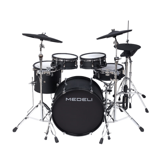 MEDELI MZ729 tambour électronique tambour professionnel tambour haut de gamme Performance haut de gamme tambour mat à grain de bois noir mat 5 tambour 3 cymbale MZ729 [cavité de 12 pouces tambour de serpent indépendant]