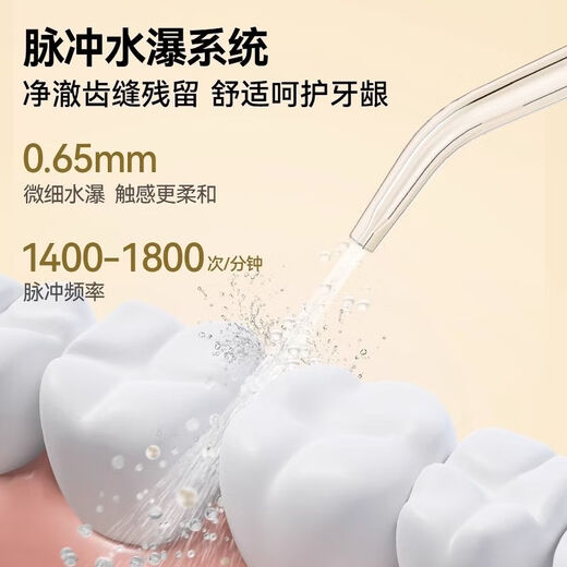 英普利（ENPULY）冲牙器便携式家用洗牙器水牙线正畸专用清洁牙齿缝洗牙神器 奶白色【12种压力调节】4支喷嘴/Y826