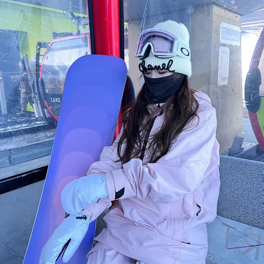 麓格立口罩秋冬女滑雪面罩保暖防风防寒户外骑行登山护颈围脖套护耳罩 滑雪保暖面罩【黑色粉带】