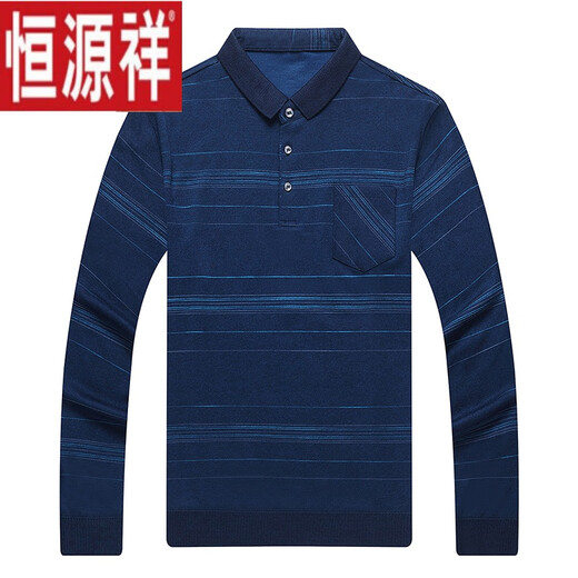 恒源祥爸爸长袖t恤中年男士春装40-50岁春季上衣薄款中老年针织polo衫 682灰色 S 165