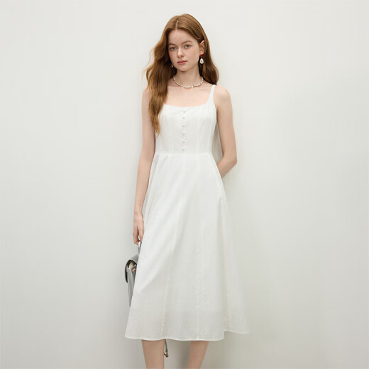 
Fans Lane Fans Lane Morino Party Retro Plaid Sling Dress Women's Spring and Summer Slim Pure Cotton A-line Skirt 1345 White M