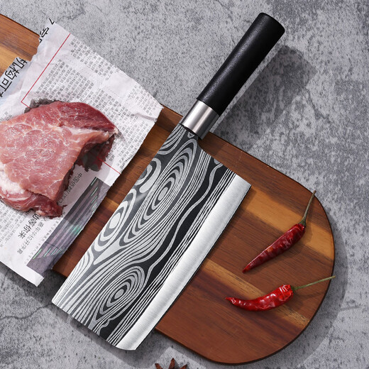 Fat Dong Lai Supermarket complete set of home kitchen knife combination stainless steel household vegetable cutting knife running Jianghu bone knife pattern bone chopping knife 6-piece set including knife holder