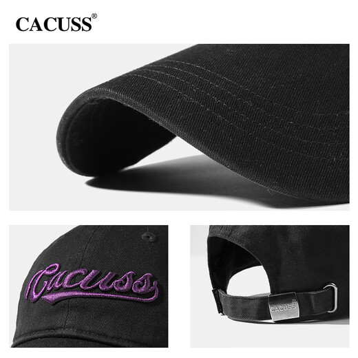 CACUSS棒球帽女春夏帽子女大头围显脸小纯棉鸭舌帽男软顶户外帽 灰色