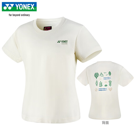 YONEX2025 new Yonex badminton uniform quick-dry short-sleeved men and women T-shirts environmentally friendly series sports tops 16833 women 16835CR ice beige L