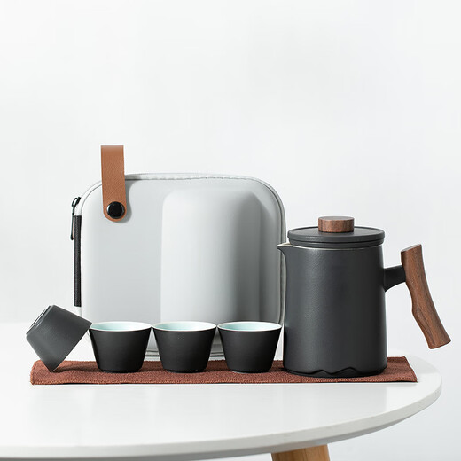 Ahri's Love Travel Tea Set Portable Complete Set Souvenirs Business Gifts Boys Birthday Gifts Men's Teachers Cangmu Quick Cup One Pot Four Cups With Travel Bag Housewarming Gifts Retirement and Veterans Souvenirs