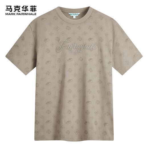 马克华菲【7A抑菌+防螨凉感】短袖T恤男25春夏清爽透气刺绣圆领时尚满印t 701卡其 2XL