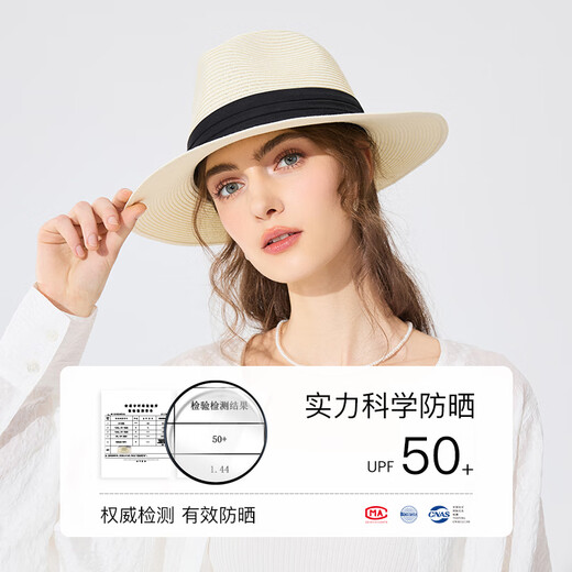 凡饰（FANCET）草帽女夏季出游度假巴拿马帽子男款时尚休闲费德罗礼帽馥芮白57cm