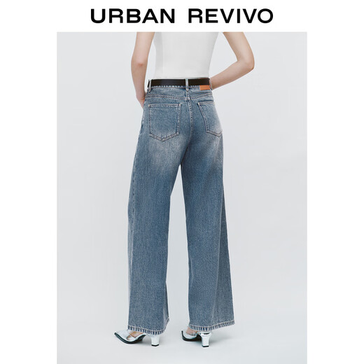 Ur chinois Spring's printemps 2025 Nouveau pantalon de la ceinture lavée vintage des jambes lavées en jean UWM850070 bleu 26