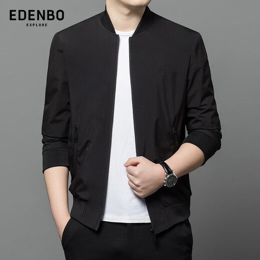 Edenbo autumn and winter casual jacket baseball collar business commuter jacket men's black 175/92A (XL)