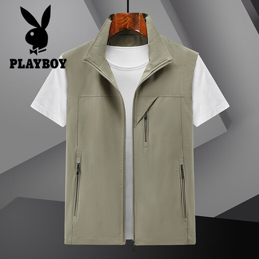 
Playboy 2025 men's thin casual vest spring and autumn breathable horse clip jacket men's quick-drying vest summer knee dark blue XL height (170-175) weight 125-140Jin [Jin equals 0.5 kg]
