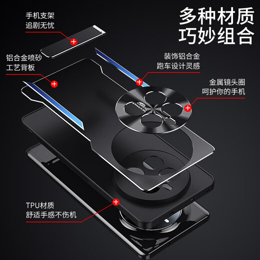 Realme Realme GT5pro Case de téléphone mobile RMX3888 CAS DE PROTECTION REALME GT5POR METAL THEAU CHAUX GT5PR0 ALLOY ALLIAM MATTE OPPOGT FASHE Back Shell GT5 Black Red Realme REALME GT5 PRO
