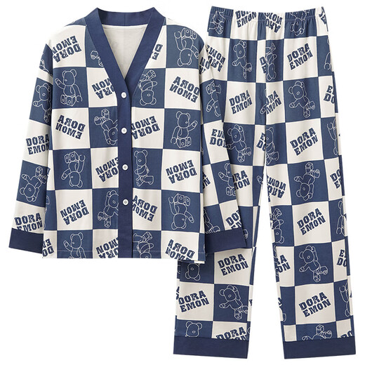 睡衣女款春秋季纯棉长袖和服学生大码套装夏天冬开衫家居 ZW1289 L (建议95115斤)