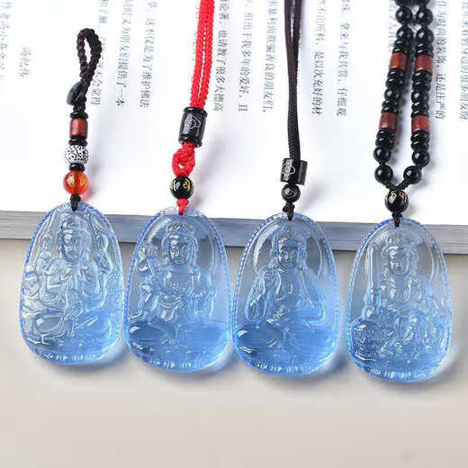 Fat Donglai's same aquamarine pendant, zodiac sign of the zodiac Buddha, the zodiac guardian god, zodiac year gift, ox and tiger, Void Tibetan - black cotton rope style