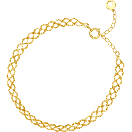 Saturday Lucky Yellow 18K Gold Bracelet Female Dream Catcher Color Gold Bracelet Birthday Gift C0710401 15+3cm