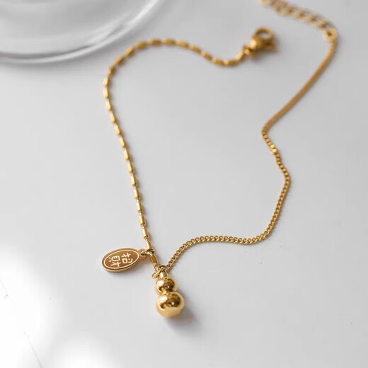Library chooses 18K rose gold lucky gourd bracelet for women summer 2023 new golden good luck gold bracelet 18K gold gourd bracelet