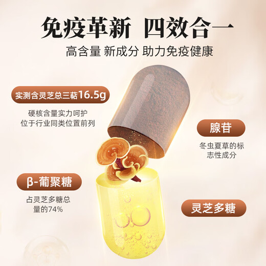 仙芝楼仙芝牌【国标制定 三萜10%】破壁灵芝孢子粉胶囊增强免疫力保健品 2盒 96g 【一个月】日常保健