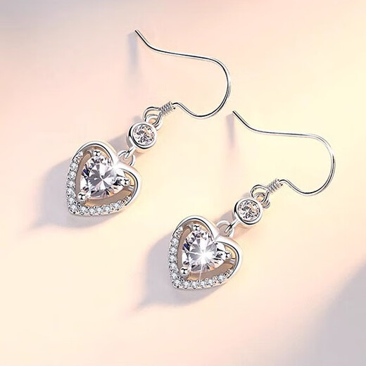 MZMZ platinum earrings for women PT950 platinum earrings long light luxury earrings Valentine's Day birthday gift for girlfriend and wife light luxury style - white diamond