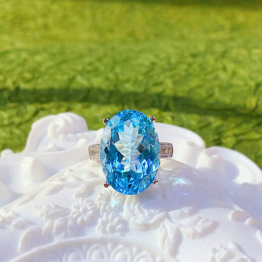 Pu Lian 16 carat large carat pigeon egg topaz ring 925 sterling silver plated 18K Birkin women's ring gift one finger ring live mouth