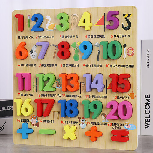 Yusenyi Children's Digital Puzzle Teaching Toy Board Pinboard Early Education Building Blocs Pinyin Letters de plus de 3 ans Circle de panneau géométrique à 5 ans (avec image de base)