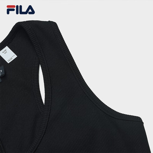 FILA 斐乐官方女子针织背心2025夏新款时尚休闲简约修身无袖上衣 正黑色-BK XS 155/76A/XS